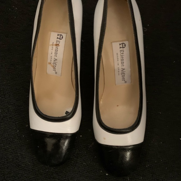 Etienne Aigner Shoes - Etienne Aigner Black and White Heels